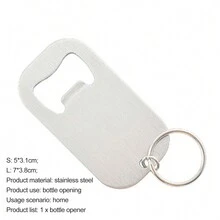 1pc Creative Stainless Steel Bottle Opener, Simple & Fashionable, With Screwdriver And Keychain Function - Silver - View 9