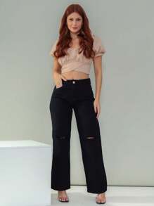 Women Jeans - 黑色 - 查看 1
