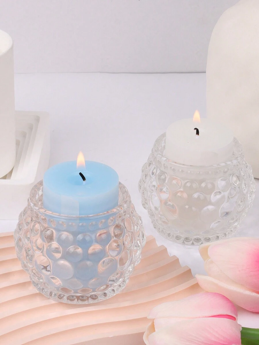 1pc European Style Simple Glass Crystal Candlestick, Creative Home Candle Holder Ornaments For Romantic Dinner Table - Clear - View 1
