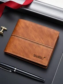 SHABILI 男士簡短商務款式時尚柔軟皮革錢包,細折式皮夾適合年輕人使用 - 摩卡棕 - 查看 1