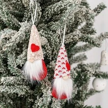 情人節毛絨娃娃裝飾配件 - 魯道夫,無臉 - 節日懸掛裝飾品 - 杏色 - 查看 3