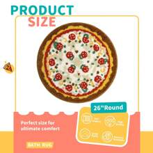DeramHy home Deramhy家居1入組可愛的披薩浴墊,適用於浴室家居裝飾,防滑有趣的兒童小圓浴墊,柔軟吸水易清洗,男孩女孩新奇禮物