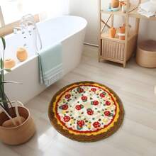 DeramHy home Deramhy家居1入組可愛的披薩浴墊,適用於浴室家居裝飾,防滑有趣的兒童小圓浴墊,柔軟吸水易清洗,男孩女孩新奇禮物