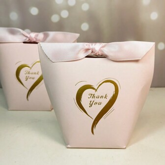10pcs Love Wedding Candy Boxes Heart Shaped With Love Thank You Gift Boxes Wedding Party Favor Boxes Candy Boxes For Wedding Bridal Shower Baby Shower Birthday Party Decorations With Ribbons Wedding Party Gift Bags