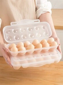 1pc Egg Storage Container, Keep Eggs Fresh, Prevent Eggs From Breaking, With Cover, Portable And Stackable, Suitable For Kitchen, Restaurant, Picnic And Camping, 12/18 Grids, Suitable For Chicken/Duck Eggs, Home Decoration, Christmas Gifts, Home Gifts, Room Decoration - Clear - View 3