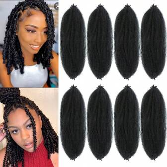 Springy Afro Twist Hair 8 Packs Marley Twist Braiding Hair Pre-Fluffed Spring Twist Hair Afro Twist Hair Marley Hair For Faux Locs