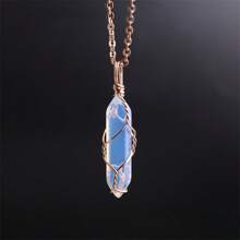 1個六角形人造水晶吊墜手工藝,天然石頭包絲玫瑰石英尖六角柱吊墜項鍊,女性用於製作療癒能量首飾和項鍊製作的掉貨 - 繞線吊墜項鍊 - 查看 28