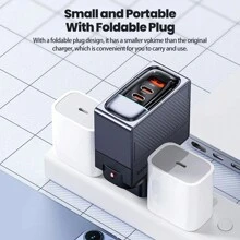 Toocki USB Charger 100W GaN Charger Compatible With Macbook Tablet Fast Charging Compatible With Samsung S22 USB Type C PD Charge Compatible With IPhone 14 13 12 - Grey - View 5