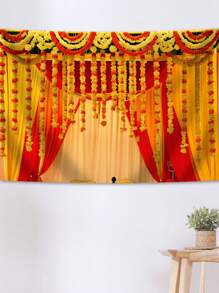 1入傳統婚禮黄色花朵門簾,以火絨菊花裝飾的婚禮場次裝飾 - 彩色 - 查看 1