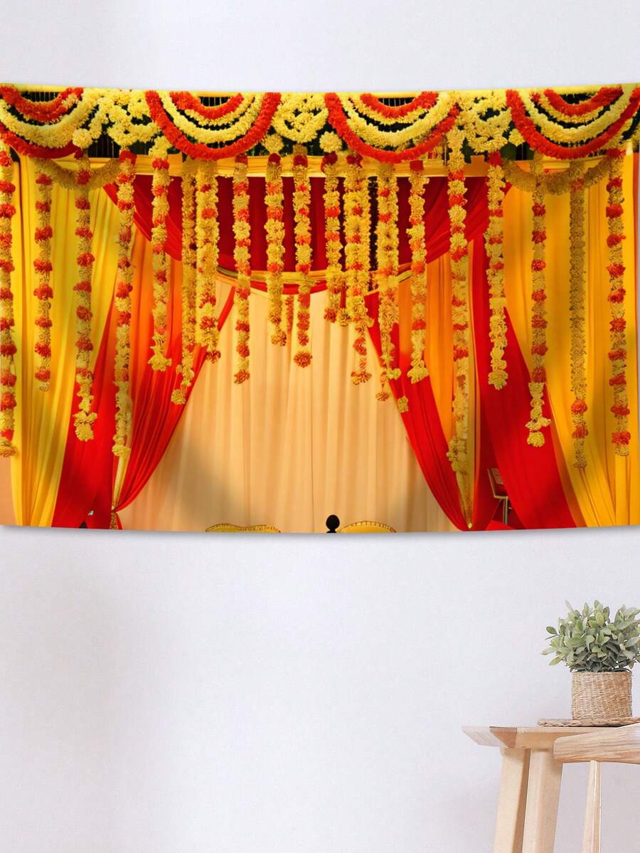 1入傳統婚禮黄色花朵門簾,以火絨菊花裝飾的婚禮場次裝飾 - 彩色 - 查看 1