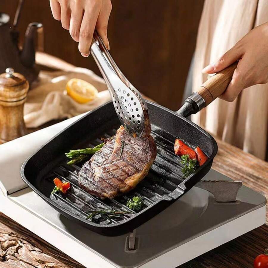 Chef Series Cast Iron Striped Frying Pan, NonStick Coating, Suitable