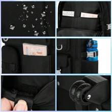 Rolling Backpack For Girls, 21 Inch Water Resistant Roller Backpacks With Wheels, Wheeled Bookbag For Elementary Teens Women - Black - màu đen - Xem 5