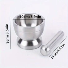 1 Set, Stainless Steel Garlic Mortar And Pestle Set - Manual Garlic Masher For Herbs And Spices - Kitchen Gadget For Crushing Chili, Peppers, And More - Perfect For Homemade Sauces And Dips
