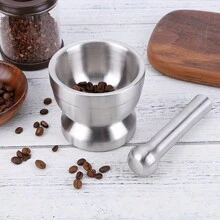 1 Set, Stainless Steel Garlic Mortar And Pestle Set - Manual Garlic Masher For Herbs And Spices - Kitchen Gadget For Crushing Chili, Peppers, And More - Perfect For Homemade Sauces And Dips