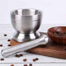 1 Set, Stainless Steel Garlic Mortar And Pestle Set - Manual Garlic Masher For Herbs And Spices - Kitchen Gadget For Crushing Chili, Peppers, And More - Perfect For Homemade Sauces And Dips