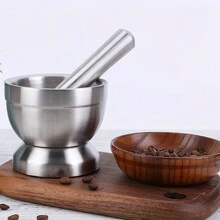 1 Set, Stainless Steel Garlic Mortar And Pestle Set - Manual Garlic Masher For Herbs And Spices - Kitchen Gadget For Crushing Chili, Peppers, And More - Perfect For Homemade Sauces And Dips