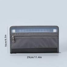 1pc Double Zipper Cloth Art Splicing Accordion File Folder, 13 Grids Multifunctional Classification File Holder - Black Gray - View 3