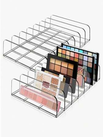 1pc Makeup Storage Box For Eye Shadow Palette, Transparent Cosmetic Organizer, Suitable For Vanity Table, Bathroom Countertop & Cabinet, With 7 Compartments,For Holiday Beach, Bathroom Collection, Bedroom Collection, Large Capacity