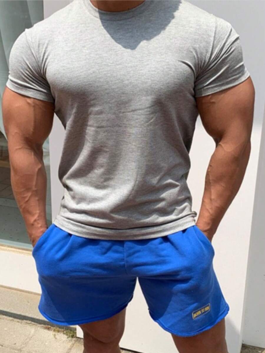 Camiseta Masculina Lisa Manga Curta Com Elastano Malha Visco Lycra