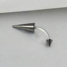 1 Pc Stainless Steel Spike Eyebrow Piercing Jewelry, Curved Barbell Vertical Labret Lip Rings, Spike Tragus Helix Earrings Rook Nose Bridge Rings For Women Men