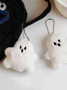 Funny White Ghost Shaped Plush Backpack Pendant Toy, Cute Bag Accessory, Keychain - White - View 2