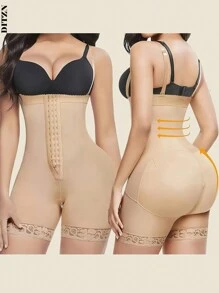DITZN 1pc Adjustable Women's Full Body Shapewear, Butt Lift & Tummy Control Bodysuit, Plus Size Waist Tightening Shaping Shorts, Suitable For All Occasions - Apricot - View 1