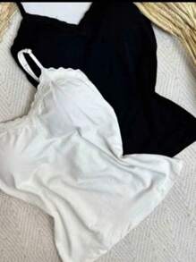 RENDA Women's Tank Top With Padded Straps And Lace Detail - 白色 - 查看 3