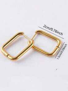 1對女士幾何不銹鋼耳環,心形、正方形、水滴形吊墜耳環,適合新年節慶、派對、周年慶或搭配裝扮,防過敏又不易褪色,考究精緻的吊墜珠寶禮物 - 金黃色 - 查看 4