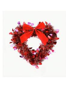 3入組情人節心形和蝴蝶結裝飾牆掛花環,適用於背景場景設置 - 紅色 - 查看 5