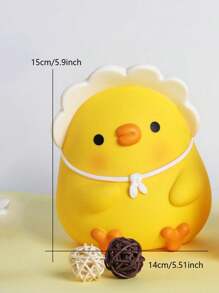 1set Cute Duck-Shaped Rubber Savings Jar, Anti-Drop Piggy Bank, Large Capacity For Boys And Girls - Pink - View 5