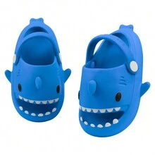 Girls Shark Slippers Boys Summer Cloud Sliders Sandals Cute Soft Lightweight Anti-Slip Beach Pool Shower Shoes Indoor Outdoor - 寶藍色 - 查看 7