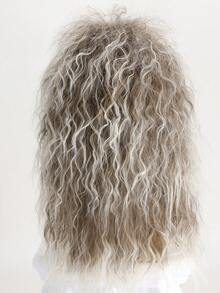 Men's 22 Inch Natural Fluffy Multi-Color Brown Curly Synthetic Fiber Wig, Suitable For Rock Music Parties, Halloween Costumes - Multicolor - View 5