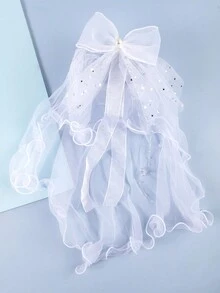 1入組白色公主夢想蝴蝶結頭帶，適用於3-14歲 - 彩色 - 查看 1