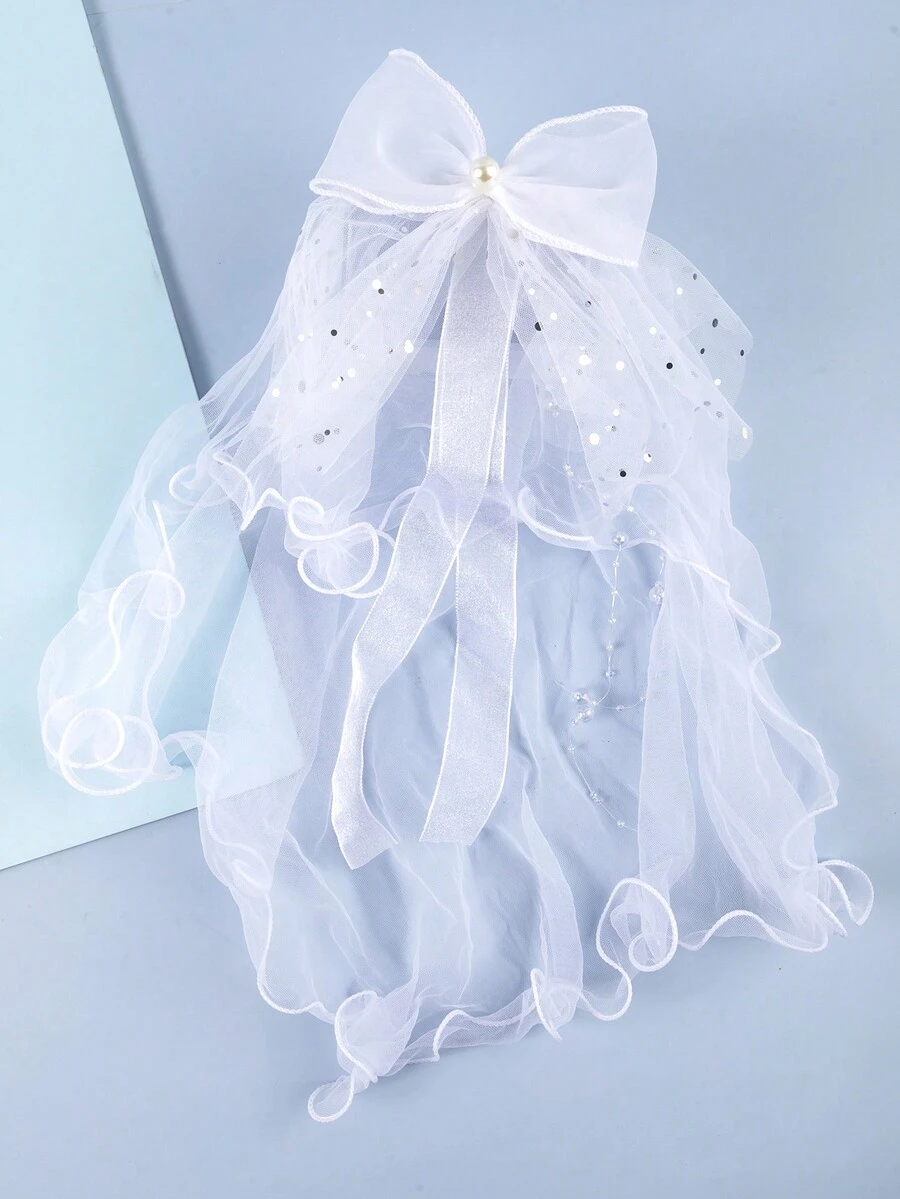 1入組白色公主夢想蝴蝶結頭帶，適用於3-14歲 - 彩色 - 查看 1