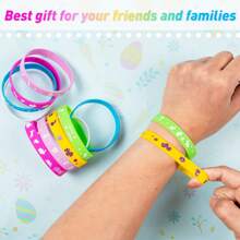 12入組,彩色復活節橡膠手環、矽膠手環,復活節派對禮品用品,禮物、復活蛋裝飾、籃子填充禮品用品 - 彩色 - 查看 4