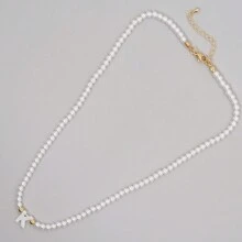 1PC Faux Pearls Stack Jewelry Handcrafted Elegant Fashion A-Z Shell Letters Boho 2024 New Beaded Necklaces For Women - Multicolor - View 34