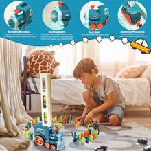 Domino & Electric Mini Train, Automatic Placement Of Dominoes And Blocks, Automatic Release Of Electric Mini Train - Multicolor - View 4