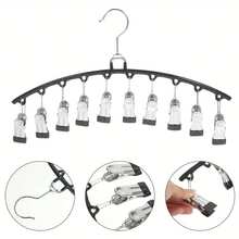 1個衣褲夾帶10個夾子,用於固定襪褲/牛仔褲/帽子,家庭節省空間,整理臥室、浴室、壁櫥、家具、宿舍、旅行 - 黑色 - 查看 4