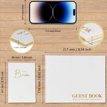 3 件裝優雅精裝婚禮留言簿 - 適合婚禮、除夕夜、情人節、週年紀念、生日、派對、迎嬰派對、新娘送禮會或禮物 - 白色 - 查看 3