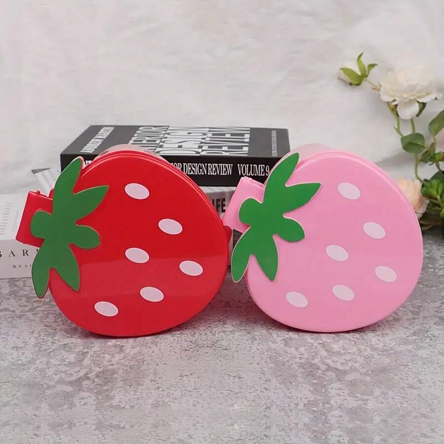 1個可愛的迷你草莓桌面垃圾桶、車用卡哇伊容器和桌子籃子 - 紅色 - 查看 1