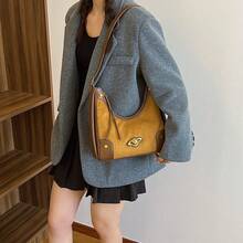 復古女士肩袋女用腋下包豪華品牌設計手機錢包皮質錢包適用於通勤和休閒場合 - 棕色 - 查看 10