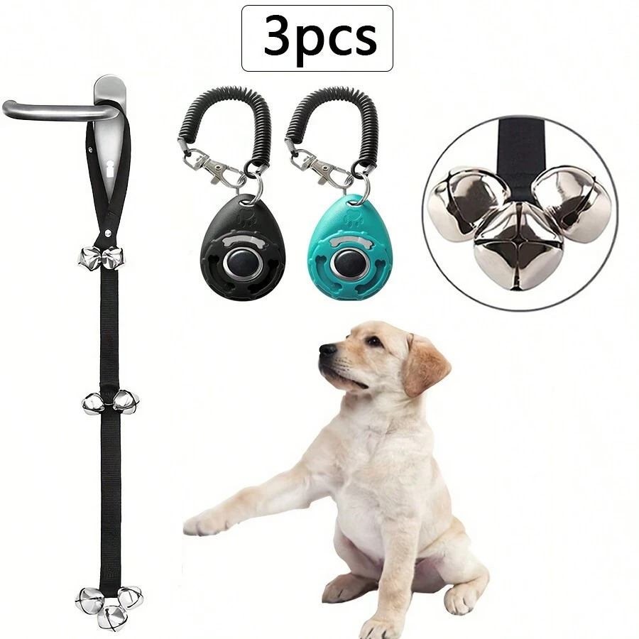 3 件/套寵物訓練產品,可調式狗鈴,響鈴訓練工具,方便訓練與交流 - 彩色 - 查看 1