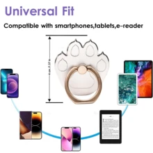 360° Rotatable Metallic Cat Paw Shaped Finger Ring Phone Holder - Silver - View 3