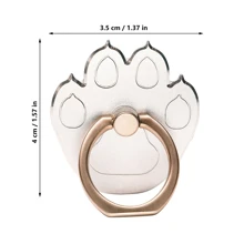 360° Rotatable Metallic Cat Paw Shaped Finger Ring Phone Holder - Silver - View 6