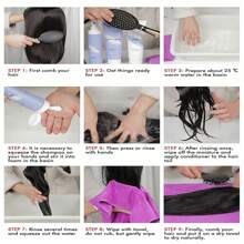 8pcs Faux Hair Crochet Hooks, Fluffy Pom-Pom Caterpillar Braids - Ombre - View 8