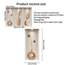 3d藝術三聯壁貼,具有立體效果的背景裝飾,適用於客廳、門廳等 - 灰色 - 查看 3