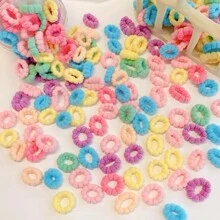 100pcs/Pack Girls' Candy-Colored Towel Hair Ties Elastic Hair Bands Without Hurting Scalp - Multicolor - View 1