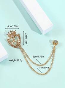 1入歐美時尚簡約風格飛馬領扣別針皇冠徽章襯衫領鏈 - 金色 - 查看 3