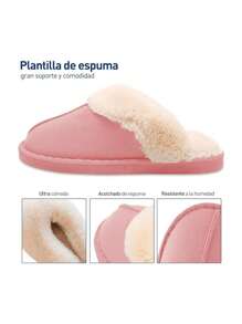 Pantunflas acolchonadas, pantumflas, sandalias, chanclas con peluche, zapatos de descanso antideslizantes para interior, Bluelander. - Rosa - Ver 3
