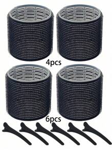 10 件巨型卷发器卷发器大号卷发器带夹子，自握卷发器，适合长/中/短发，刘海，DIY 卷发器 2.56 英寸，情人节情侣礼物发饰工具，美发工具 - 黑色 - 查看 10